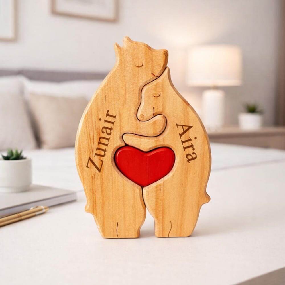 Couple Wooden Bears Puzzle | Decor | Gift