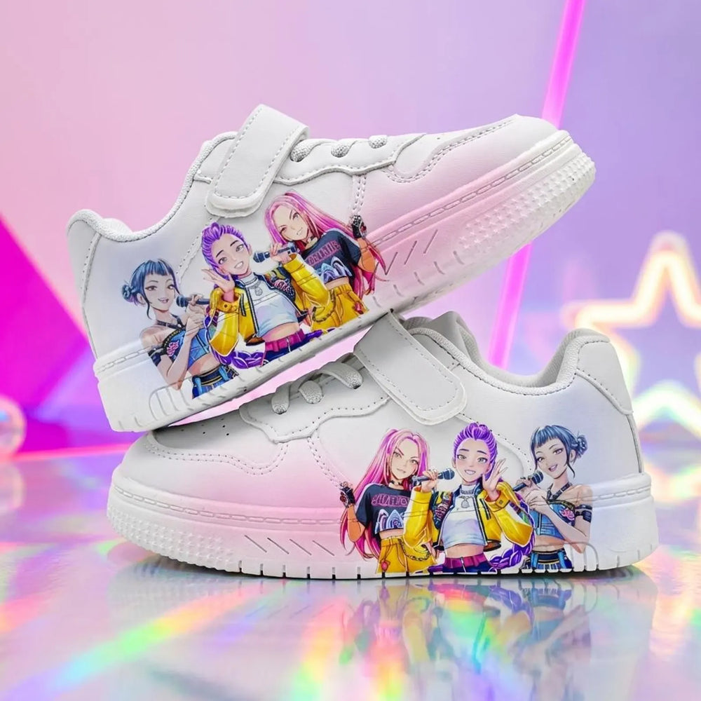 K-Pop Anime Kids Sneakers, Custom Graphic Shoes for Kids, Demon hunter shoes