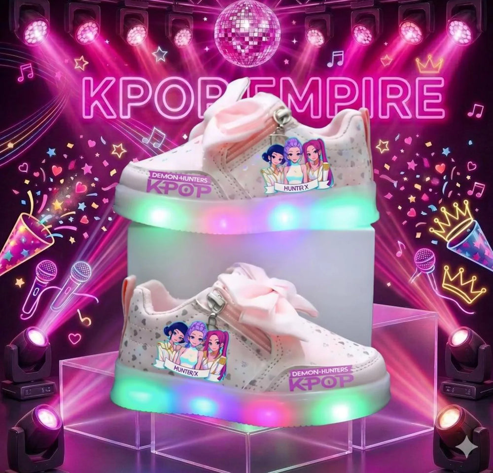 Kpop LED Kids Sneakers Cute Demon Hunter Shoes Light Up Kawaii Shoes Colorful Light Up Trainers Gift for Kpop Fans Kids