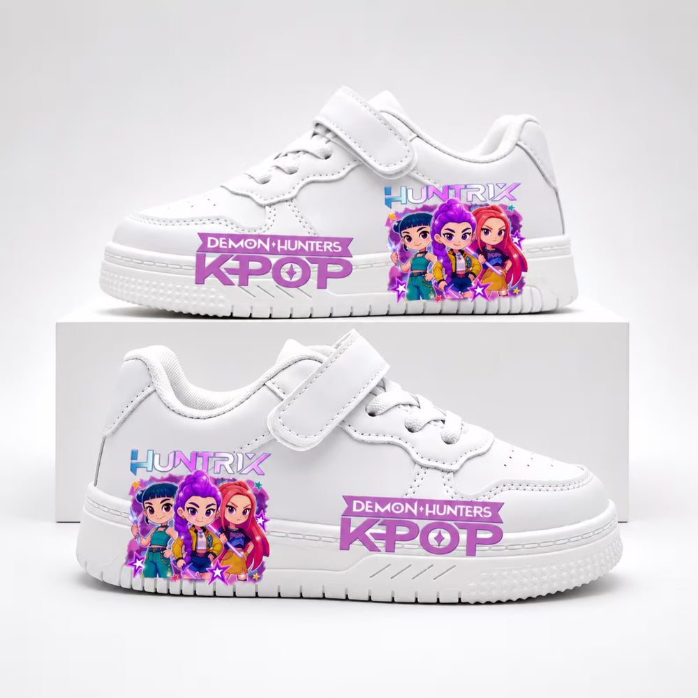 Custom Children’s Fashion Casual Shoes Cartoon K Pop Demon Hunters Kids Sneakers Huntrix White Sport Shoes Boys Girls Anti-slip